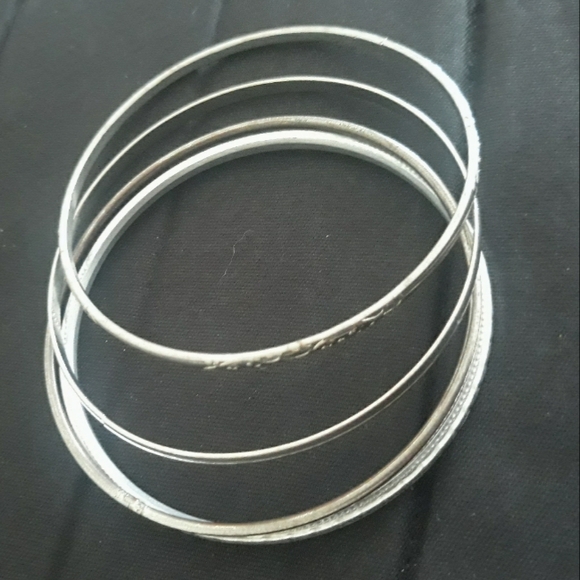 ATC Rhinestone Bike Chain Bracelet 7" + Silver Tone Bangle Bracelets - Picture 9 of 15